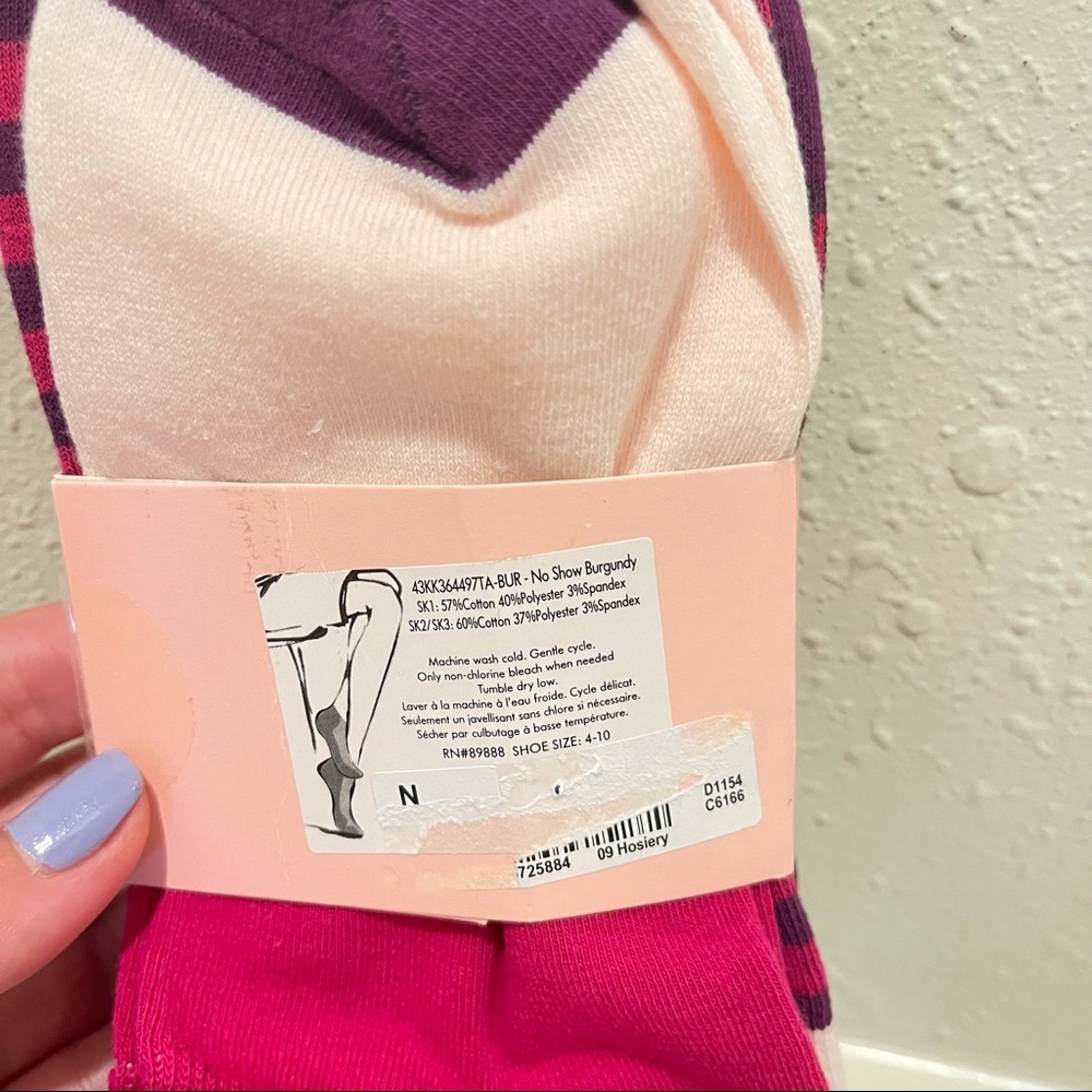 Kate Spade 3 Pairs No Show Leopard Stripes Socks OS NWT - Picture 5 of 7